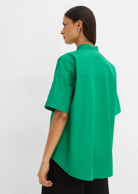 Bluse aus reiner Bio-Baumwolle in grün von hinten (im Anschnitt) - bonprix