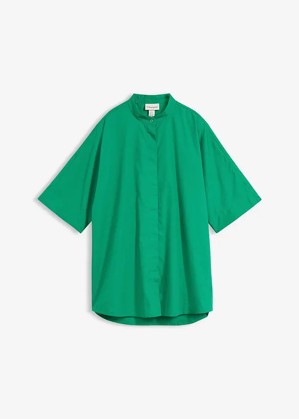 Bluse aus reiner Bio-Baumwolle in grün von vorne - bonprix