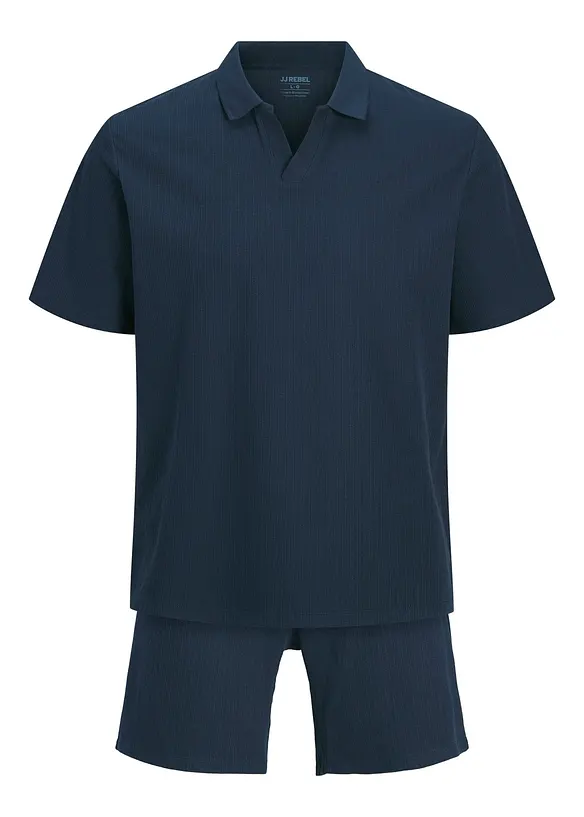JJ REBEL Shirt und kurze Hose (2-tlg.Set) in blau von vorne - JJ REBEL