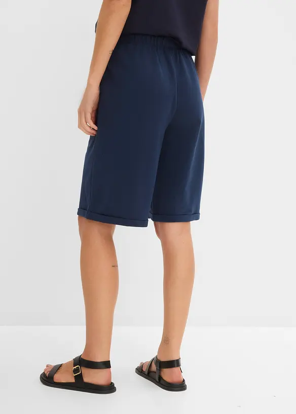 Sweat-Bermuda aus leichter Baumwolle in blau von hinten - bonprix