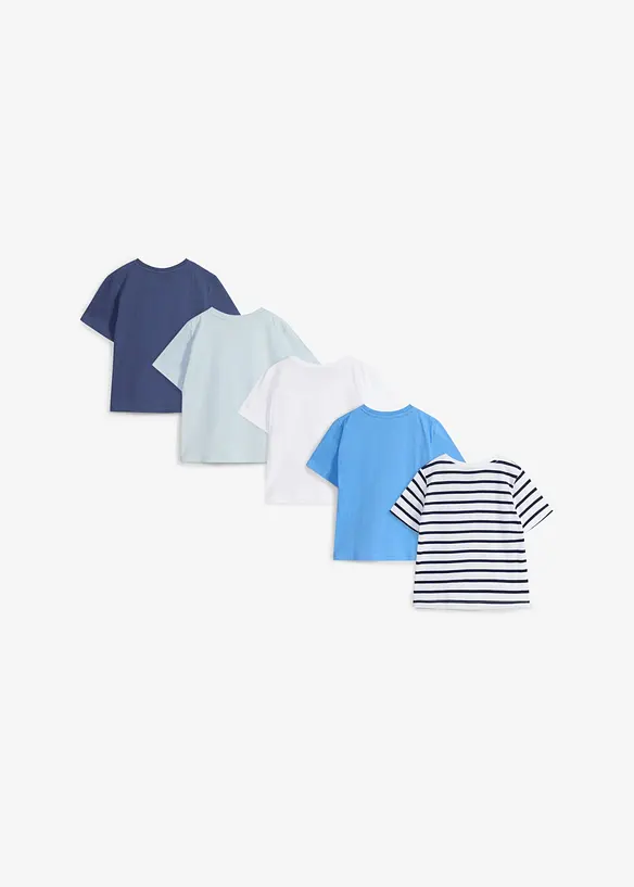T-Shirt aus reiner Bio Baumwolle (5er Pack) in blau von hinten - bonprix