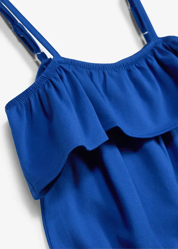Jersey-Jumpsuit aus elastischem Bio-Baumwoll-Mix in blau - bonprix