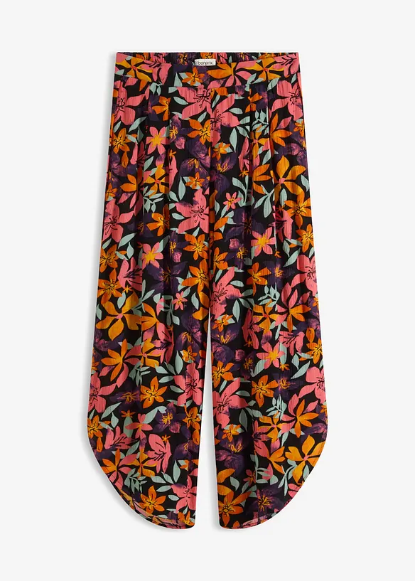 Strandhose aus strukturierter Viskose in schwarz von vorne - bonprix