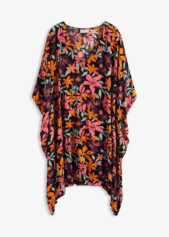 Strandtunika aus strukturierter Viskose in schwarz von vorne - bonprix Strandtunika aus strukturierter Viskose in schwarz von vorne - bonprix