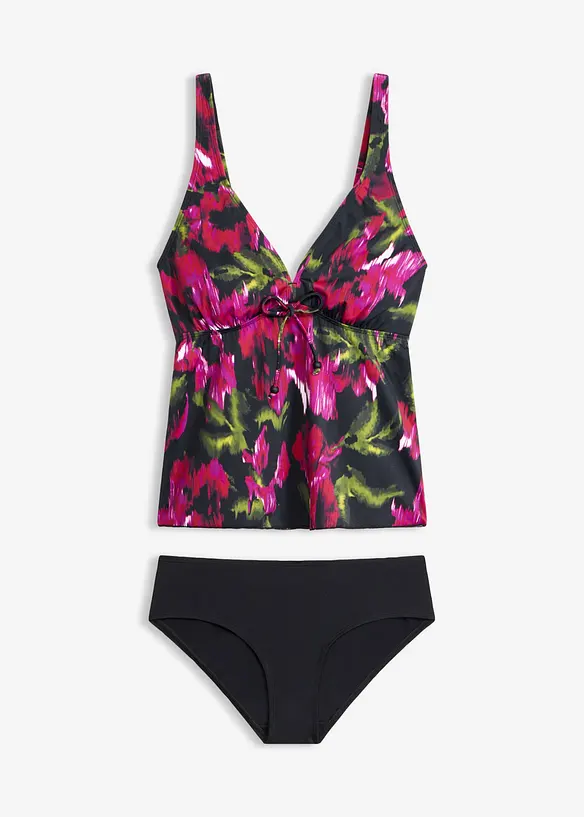 Tankini mit verstellbaren Trägern (2-tlg.Set) in schwarz von vorne - bonprix
