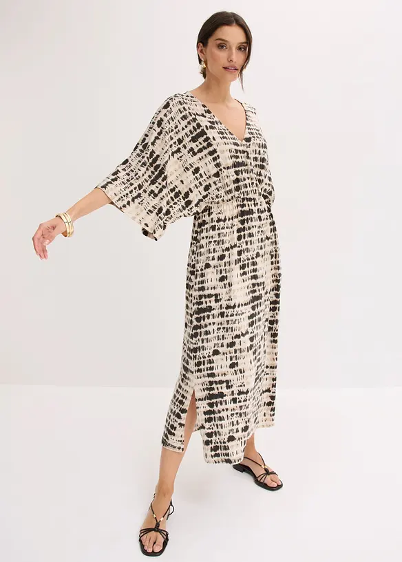 Jerseykleid aus softem Viskose-Mix in beige von vorne (Totalaufnahme) - bonprix Jerseykleid aus softem Viskose-Mix in beige von vorne (Totalaufnahme) - bonprix