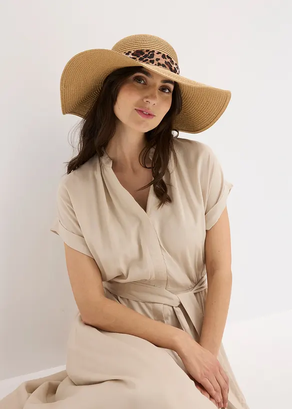 Sonnenhut mit Leoband in beige von vorne (im Anschnitt) - bonprix