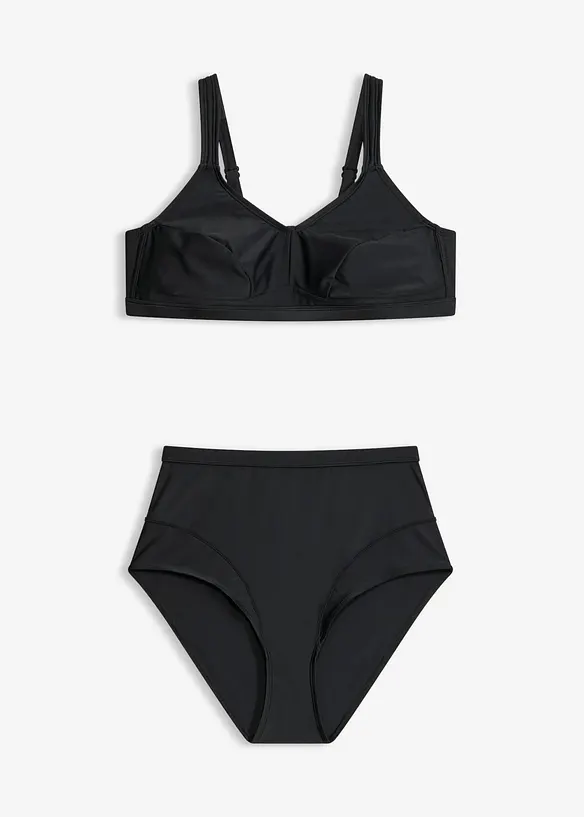 Bedeckender Bikini schnelltrocknend (2-tlg.Set) in schwarz von vorne - bonprix