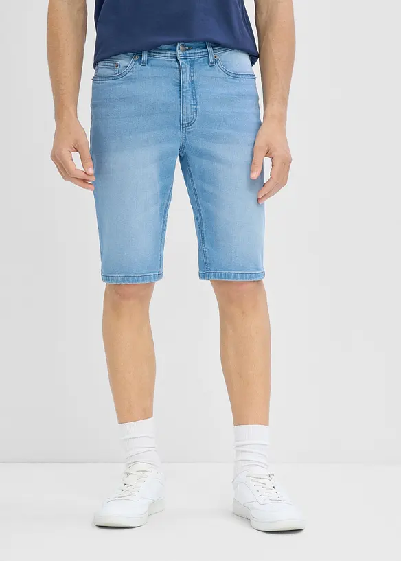 Stretch-Jeans-Bermuda (2er Pack) mit verstärktem Schritt, Regular Fit in blau von vorne - bonprix
