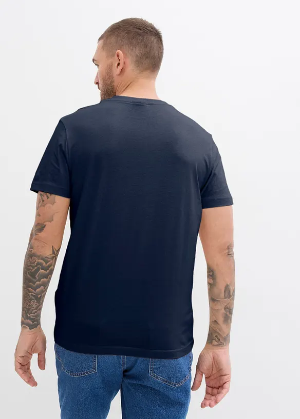 Henleyshirt aus reiner Bio-Baumwolle (3er Pack) in grün von hinten (im Anschnitt) - bonprix