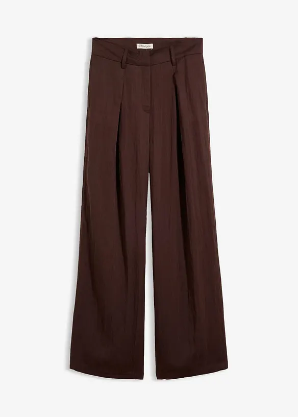 Sommerliche Bundfaltenhose in braun von vorne - bonprix