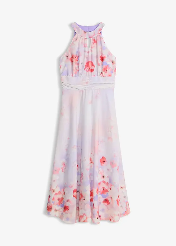 Midikleid mit Drapierung in lila von vorne - bonprix