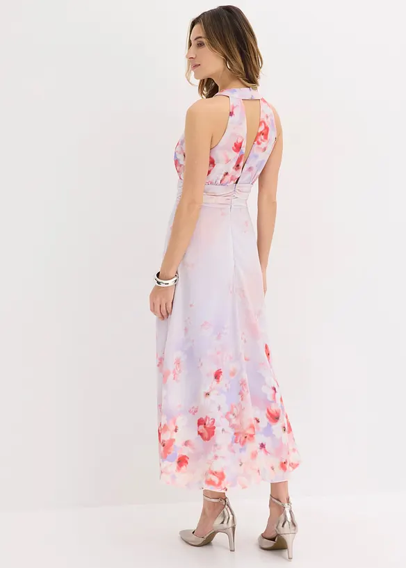 Midikleid mit Drapierung in lila von hinten (Totalaufnahme) - bonprix