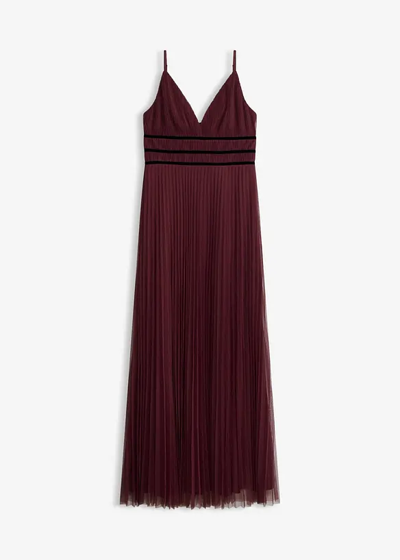 Abendkleid aus zartem Tüll mit Plisseé in rot von vorne - bonprix