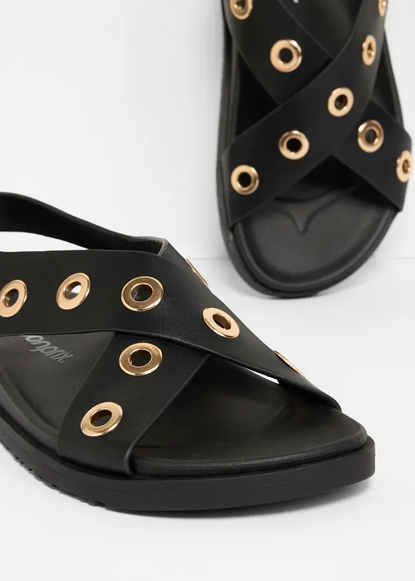 Sandalen mit Ösen in schwarz - bonprix