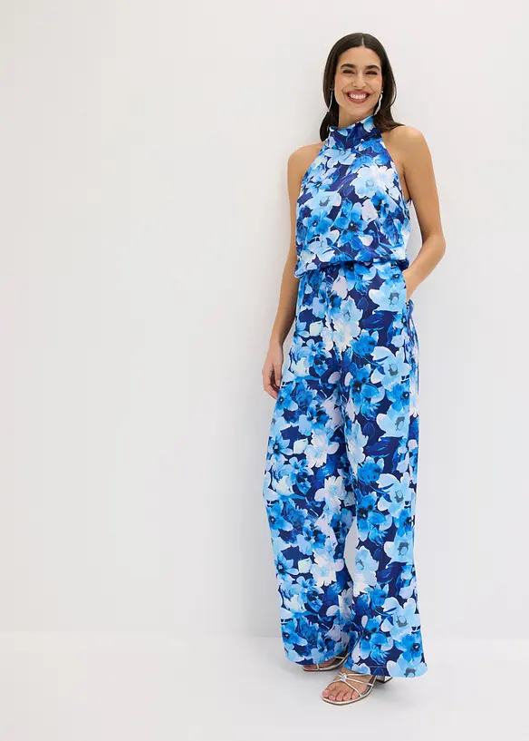 Overall aus glänzendem Satin in blau von vorne (Totalaufnahme) - bonprix Overall aus glänzendem Satin in blau von vorne (Totalaufnahme) - bonprix