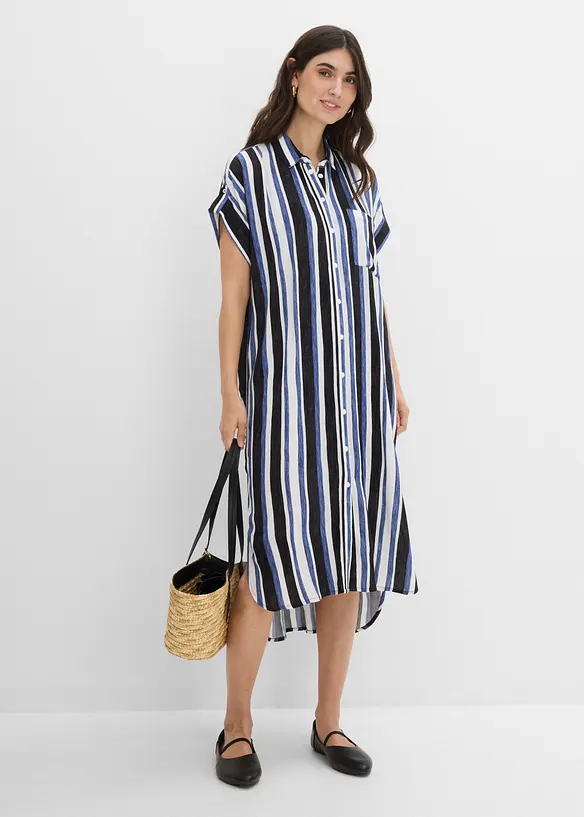 Blusenkleid aus fließender Viskose in schwarz von vorne (Totalaufnahme) - bonprix Blusenkleid aus fließender Viskose in schwarz von vorne (Totalaufnahme) - bonprix