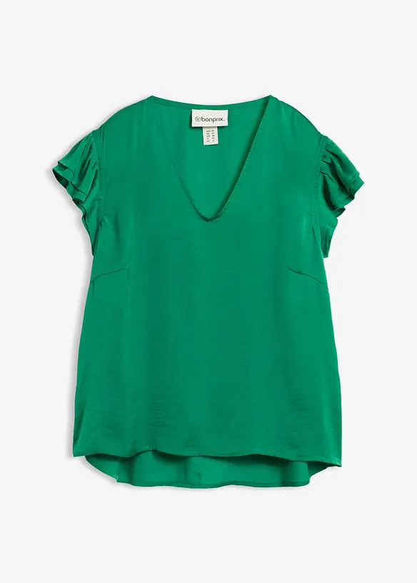 Bluse mit Volants in grün von vorne - bonprix