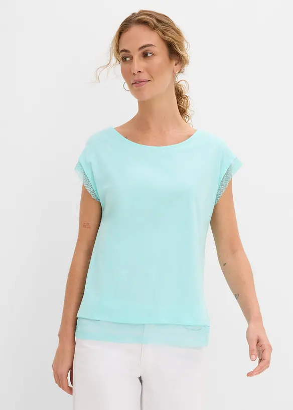 Boxy-Shirt aus reiner Bio-Baumwolle in blau von vorne (im Anschnitt) - bonprix Boxy-Shirt aus reiner Bio-Baumwolle in blau von vorne (im Anschnitt) - bonprix