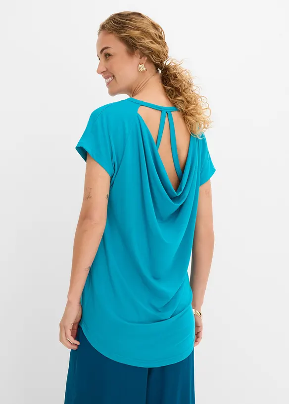Shirt aus softem Visksose-Mix in blau von hinten (im Anschnitt) - bonprix Shirt aus softem Visksose-Mix in blau von hinten (im Anschnitt) - bonprix
