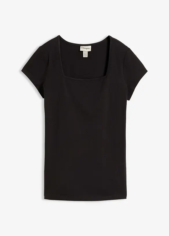 Kurzarmshirt mit Karree-Ausschnitt in schwarz von vorne - bonprix Kurzarmshirt mit Karree-Ausschnitt in schwarz von vorne - bonprix