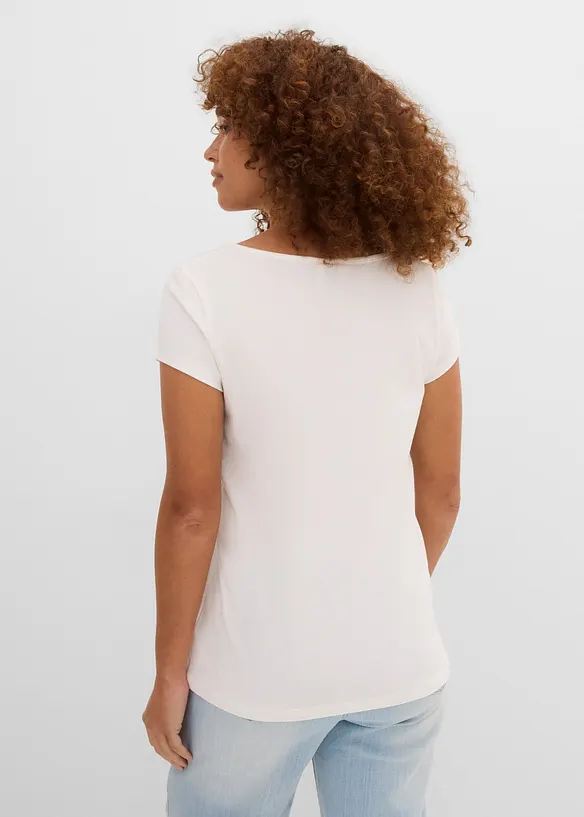 Kurzarmshirt mit Karree-Ausschnitt in weiß von hinten (im Anschnitt) - bonprix Kurzarmshirt mit Karree-Ausschnitt in weiß von hinten (im Anschnitt) - bonprix