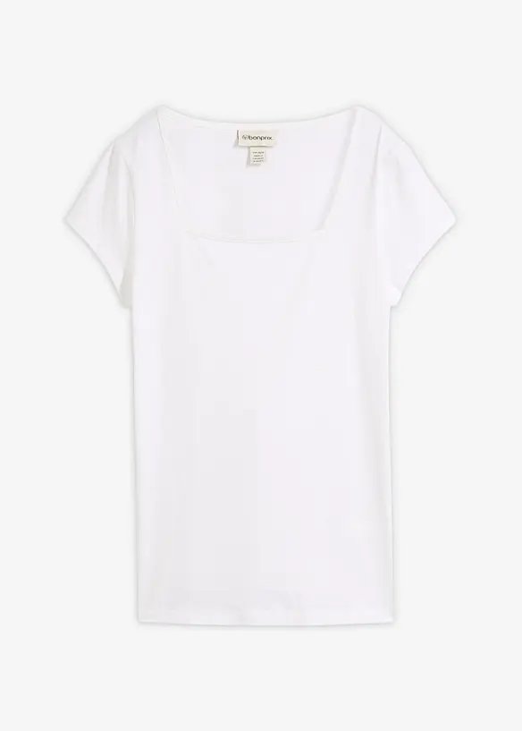 Kurzarmshirt mit Karree-Ausschnitt in weiß von vorne - bonprix Kurzarmshirt mit Karree-Ausschnitt in weiß von vorne - bonprix