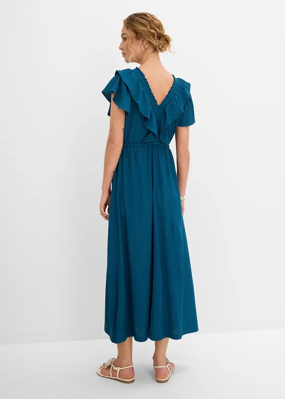Maxikleid mit Volant in petrol von hinten (Totalaufnahme) - bonprix Maxikleid mit Volant in petrol von hinten (Totalaufnahme) - bonprix