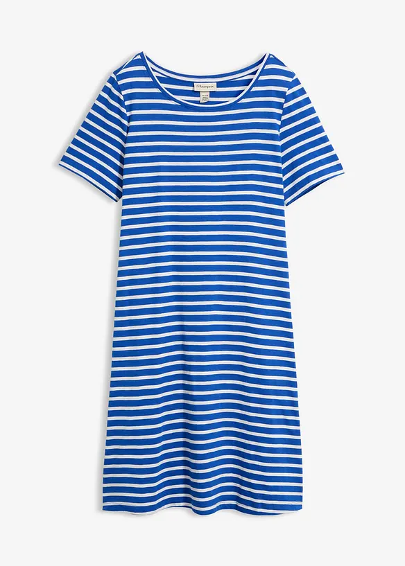 Baumwoll-Shirtkleid aus Flammgarn in blau von vorne - bonprix Baumwoll-Shirtkleid aus Flammgarn in blau von vorne - bonprix