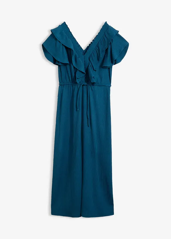 Maxikleid mit Volant in petrol von vorne - bonprix Maxikleid mit Volant in petrol von vorne - bonprix