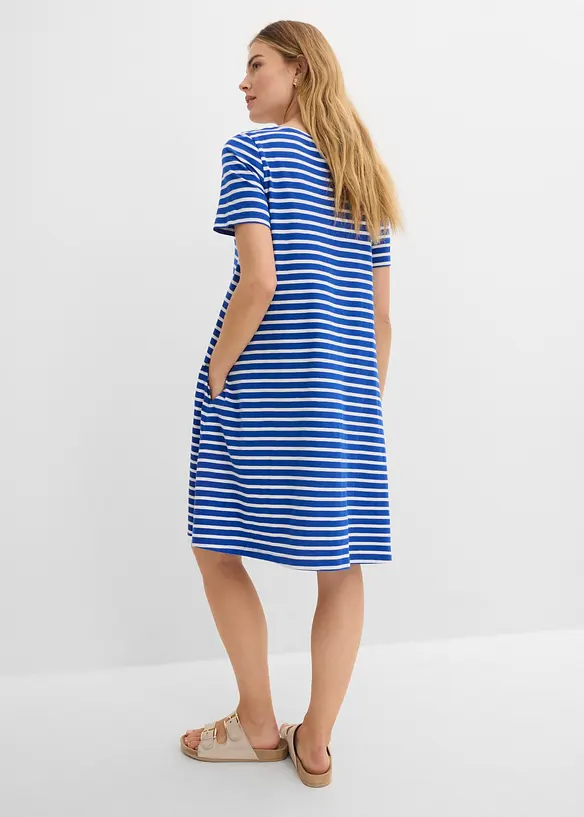 Baumwoll-Shirtkleid aus Flammgarn in blau von hinten (Totalaufnahme) - bonprix Baumwoll-Shirtkleid aus Flammgarn in blau von hinten (Totalaufnahme) - bonprix