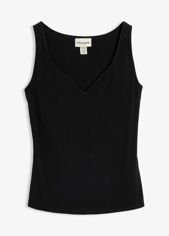 Ripp-Top mit Herzausschnitt in schwarz von vorne - bonprix Ripp-Top mit Herzausschnitt in schwarz von vorne - bonprix
