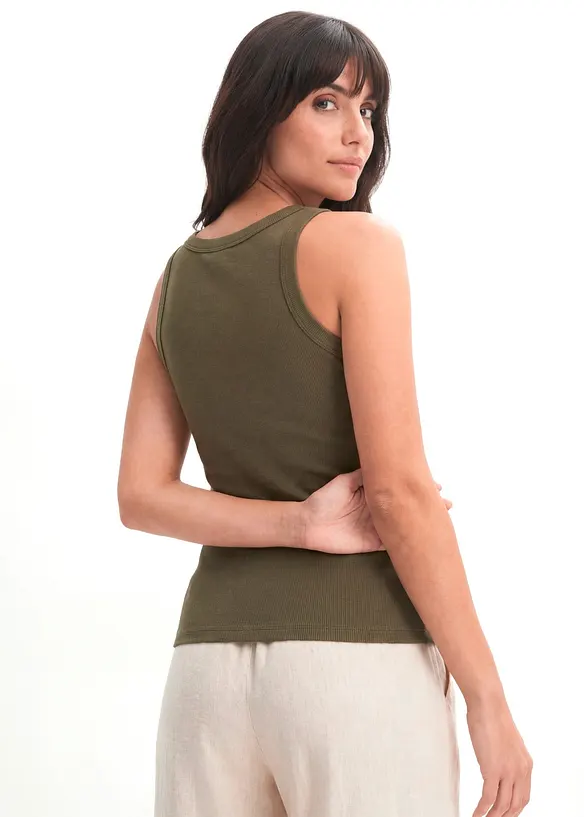 Geripptes Tanktop in grün von hinten (im Anschnitt) - bonprix