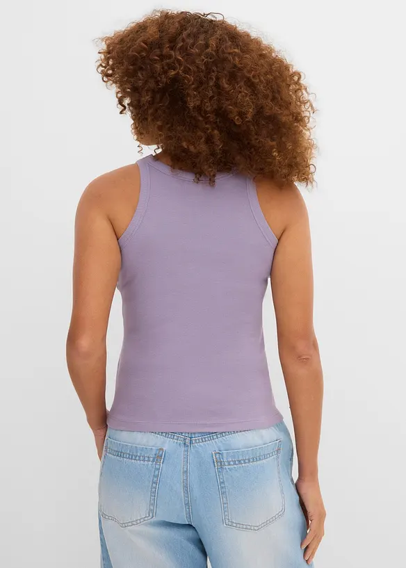 Geripptes Tanktop in lila von hinten (im Anschnitt) - bonprix