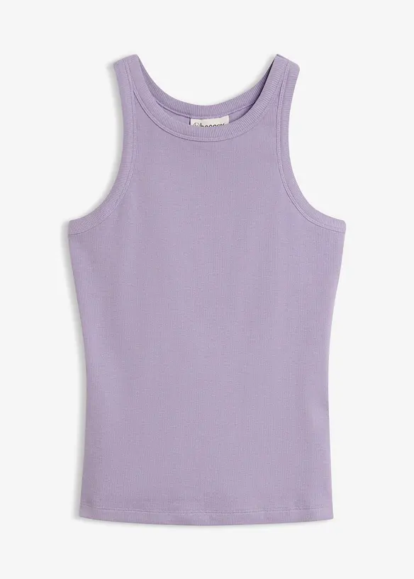 Geripptes Tanktop in lila von vorne - bonprix