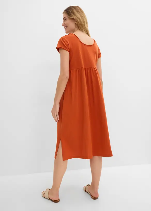 Midikleid aus reiner Bio-Baumwolle in orange von hinten (Totalaufnahme) - bonprix Midikleid aus reiner Bio-Baumwolle in orange von hinten (Totalaufnahme) - bonprix