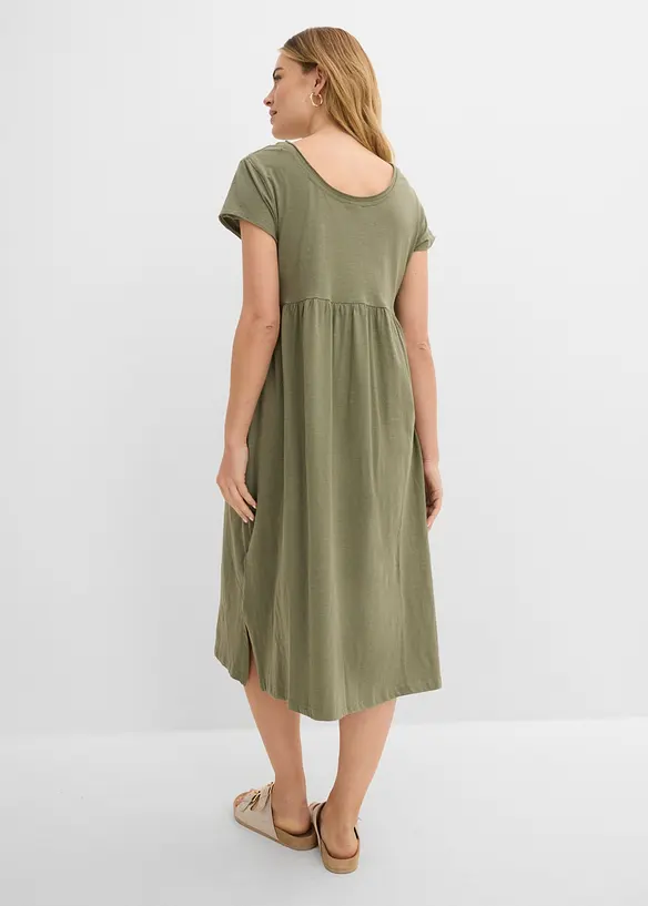 Midikleid aus reiner Bio-Baumwolle in grün von hinten (Totalaufnahme) - bonprix