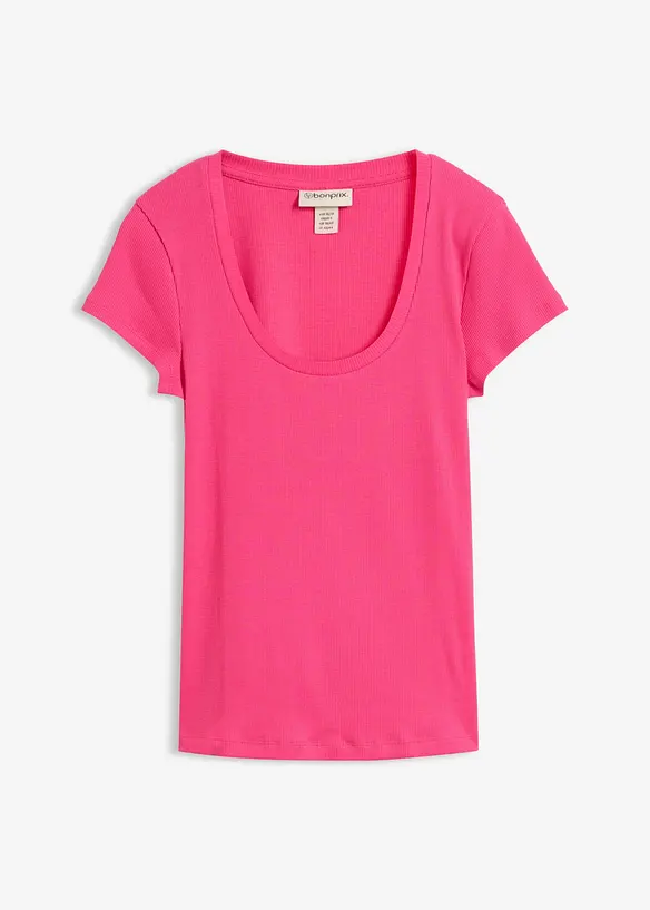 T-Shirt aus reiner Bio-Baumwolle in pink von vorne - bonprix