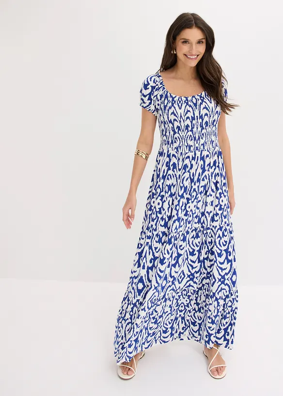 Maxikleid aus fließendem Viskose-Mix in blau von vorne (Totalaufnahme) - bonprix Maxikleid aus fließendem Viskose-Mix in blau von vorne (Totalaufnahme) - bonprix