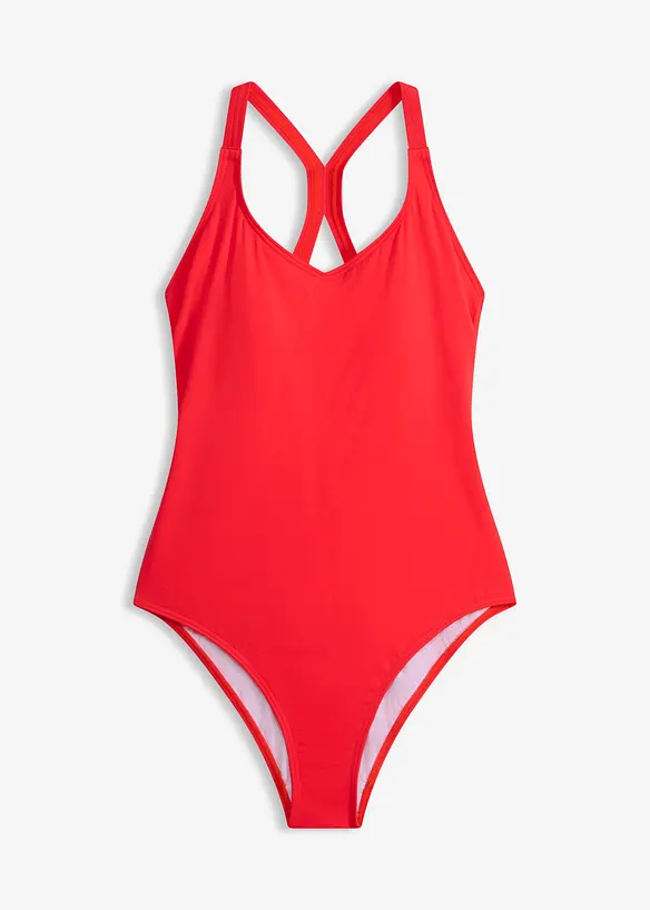 Schnelltrocknender Sport-Badeanzug mit Racerback in rot von vorne - bonprix