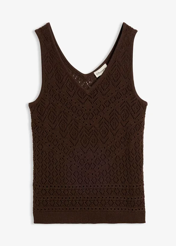 Ajour Stricktop mit Baumwollanteil in braun von vorne - bonprix