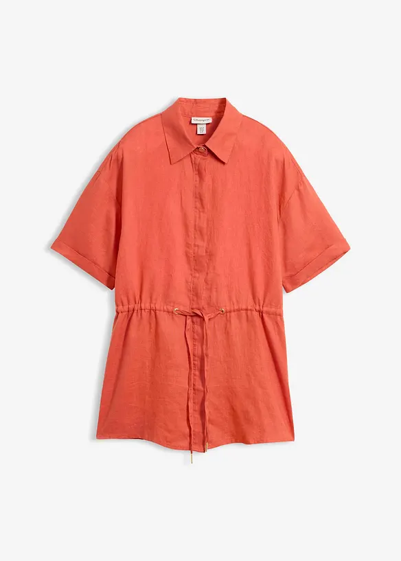 Longbluse aus reinem Leinen in rot von vorne - bonprix Longbluse aus reinem Leinen in rot von vorne - bonprix