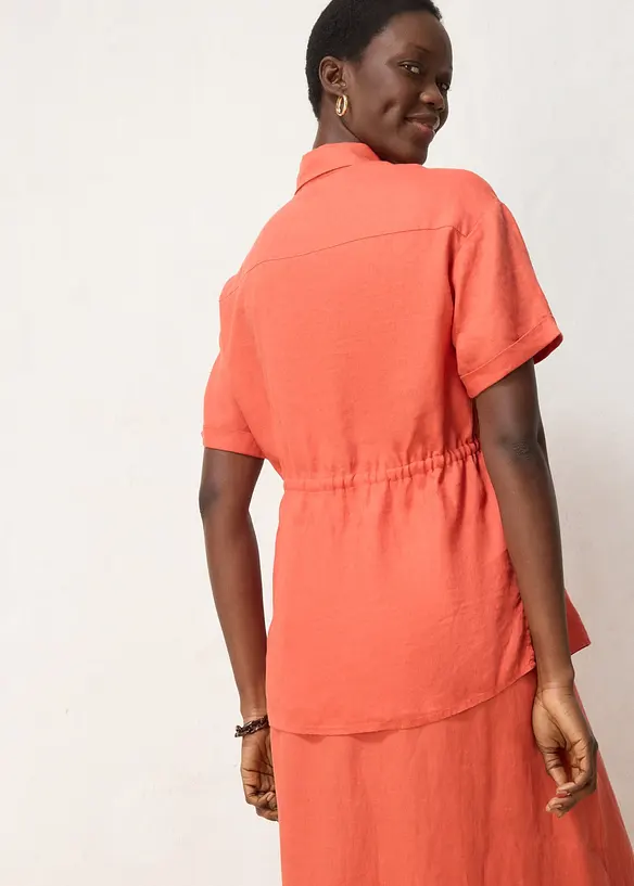 Longbluse aus reinem Leinen in rot von hinten (im Anschnitt) - bonprix Longbluse aus reinem Leinen in rot von hinten (im Anschnitt) - bonprix