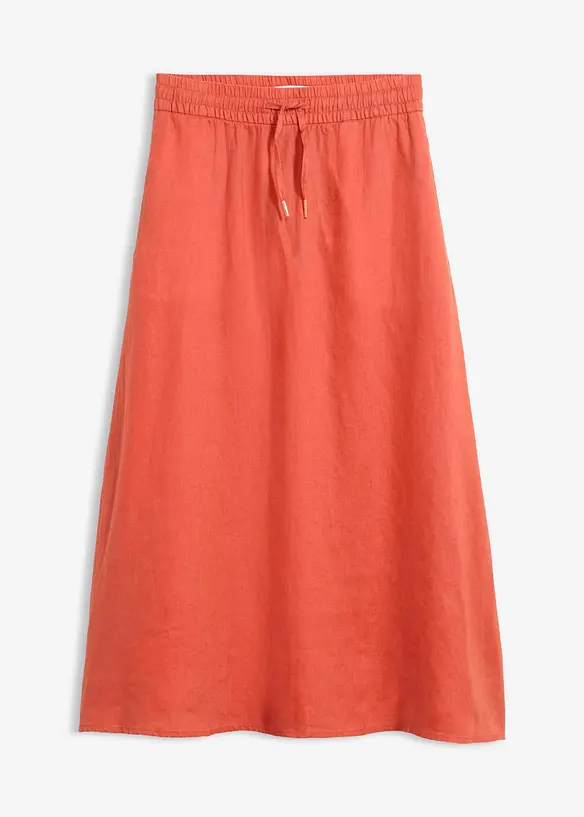 Maxirock aus reinem Leinen in rot von vorne - bonprix Maxirock aus reinem Leinen in rot von vorne - bonprix