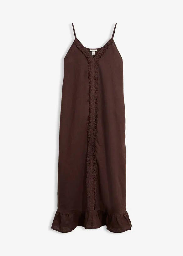 Maxikleid aus reinem Leinen in braun von vorne - bonprix Maxikleid aus reinem Leinen in braun von vorne - bonprix