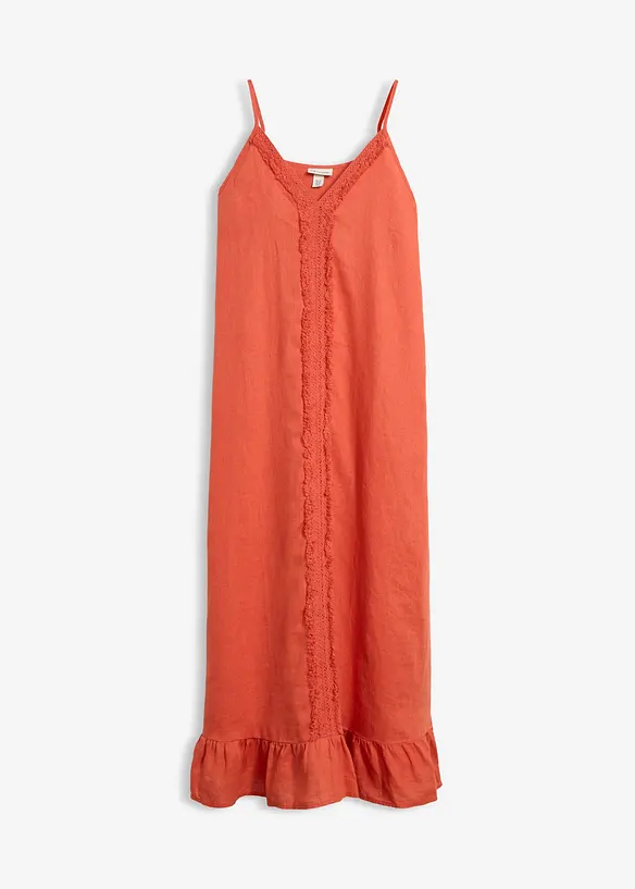 Maxikleid aus reinem Leinen in rot von vorne - bonprix Maxikleid aus reinem Leinen in rot von vorne - bonprix