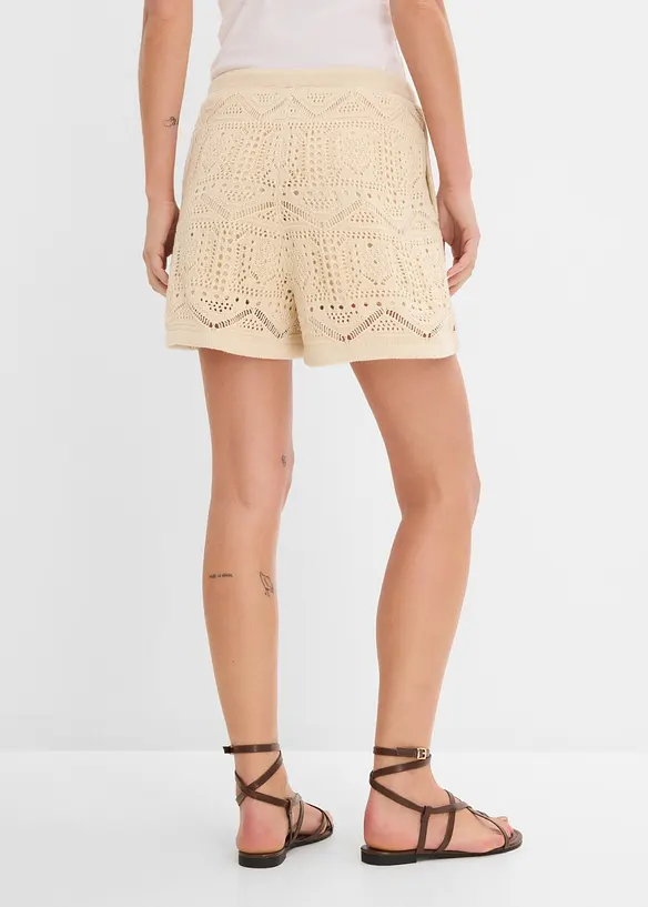 Ajour-Shorts aus Baumwoll-Mix in beige von hinten - bonprix Ajour-Shorts aus Baumwoll-Mix in beige von hinten - bonprix
