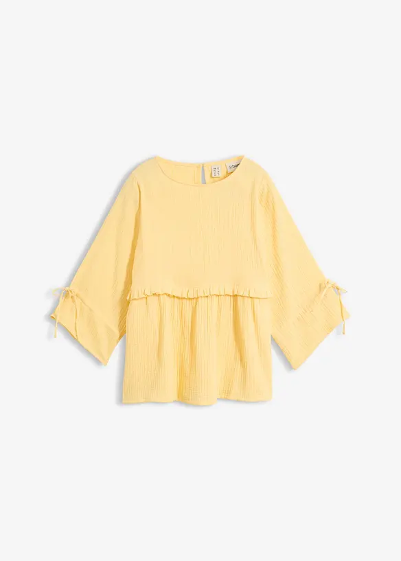 Blusenshirt aus luftigem Musselin in gelb von vorne - bonprix