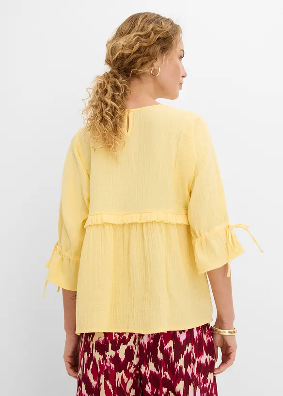 Blusenshirt aus luftigem Musselin in gelb von hinten (im Anschnitt) - bonprix