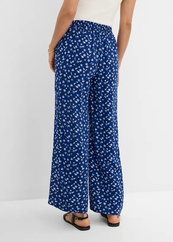 Schlupfhose aus reiner Viskose in blau von hinten - bonprix Schlupfhose aus reiner Viskose in blau von hinten - bonprix